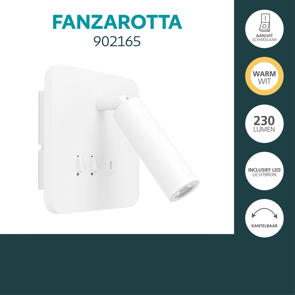 Bedlampje Fanzarotta wit vierkant Eglo 9008606356850