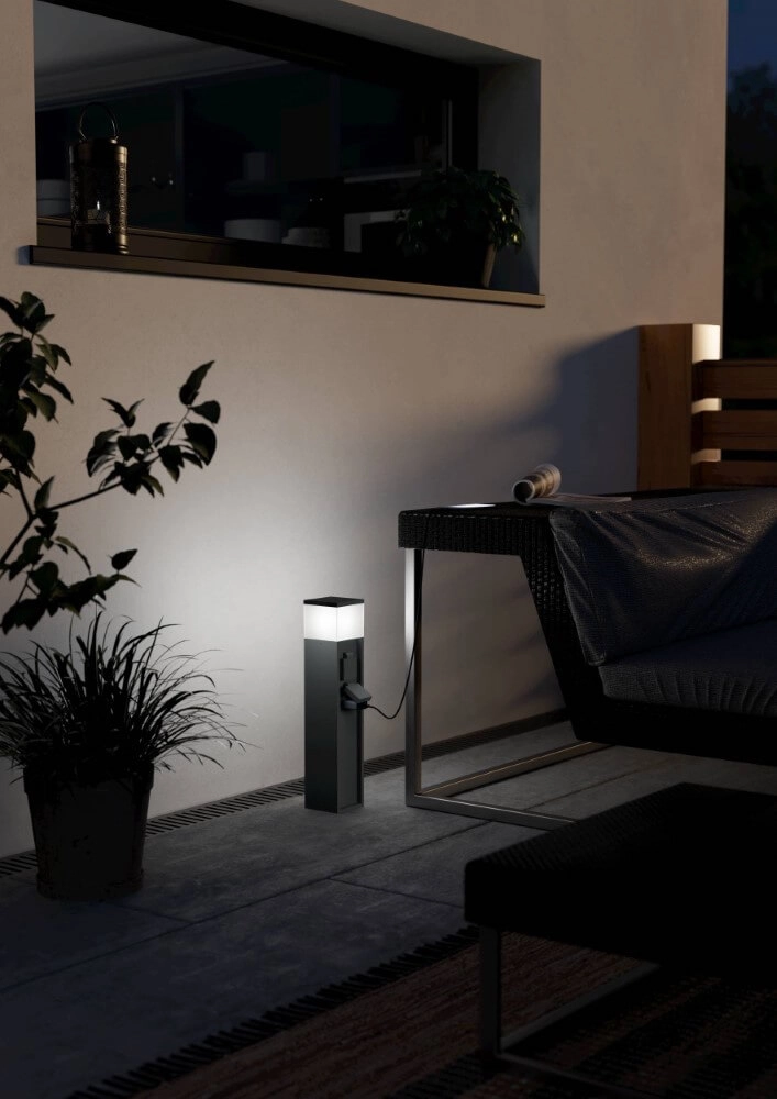 Stopcontact met lamp Park 5 antraciet Eglo 9008606297825