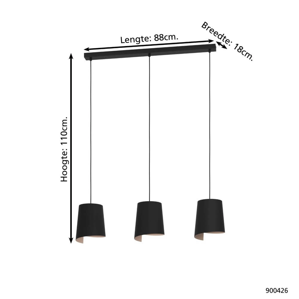 Eettafel hanglamp Bolivia 3-lichts Eglo 9008606243860