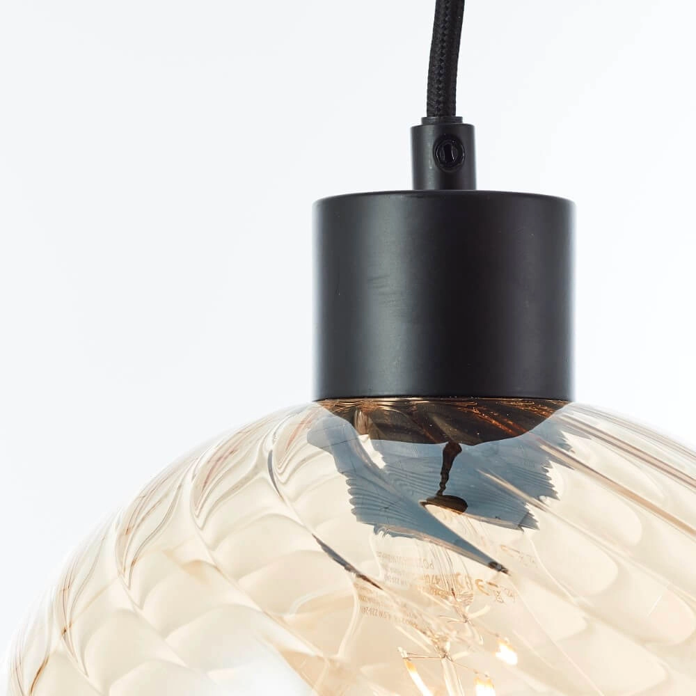 6-lichts hanglamp Casto zwart met amber glas Brilliant 4004353446887