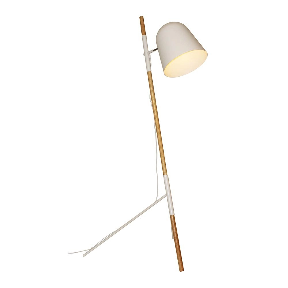 Strakke vloerlamp Sensa Tripod wit met hout