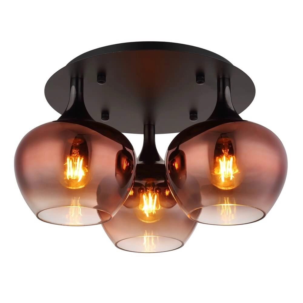 Zwarte plafondlamp Maxy met rood glas Ø 45cm