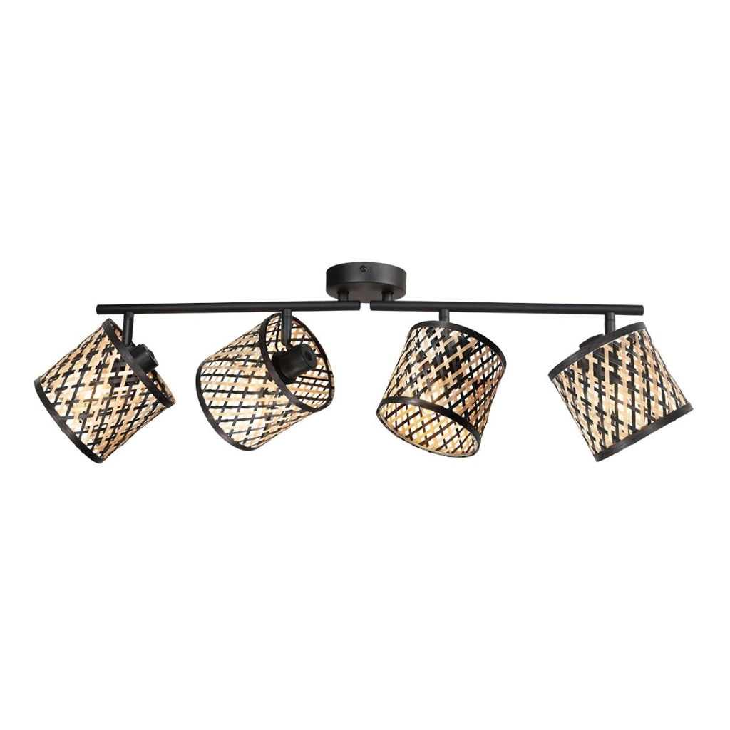Plafondlamp 4-lichts Sumba met bamboe kappen Ø12cm