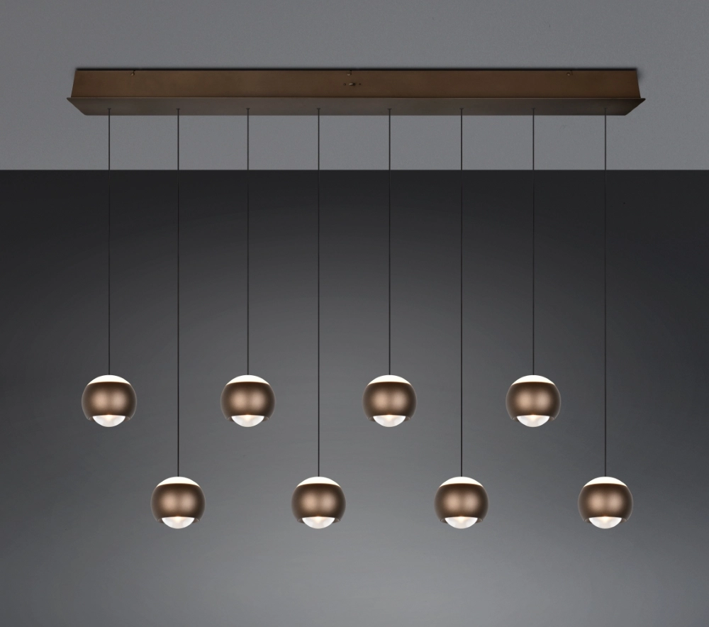 8-lichts led hanglamp Orbit eettafel - platinum bruin Trio 4017807686616