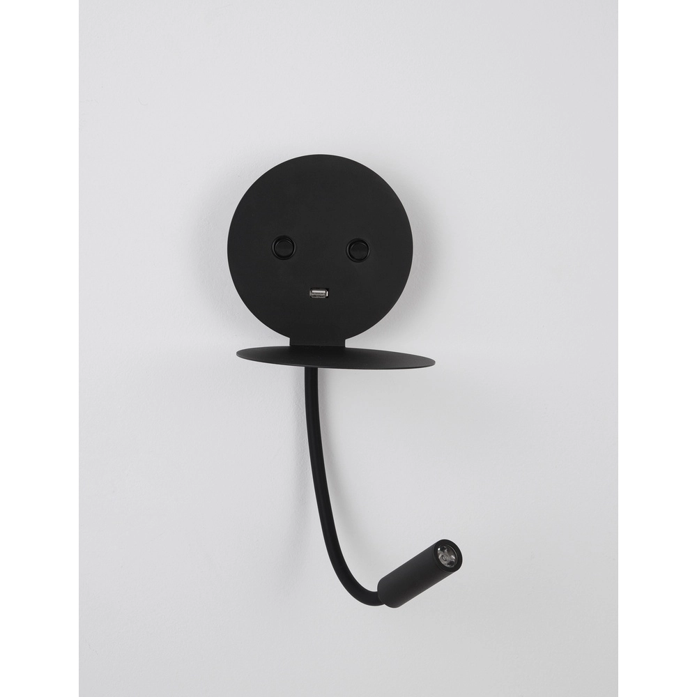 Bedlampje Eclip zwart met usb Lyora 5212017423696