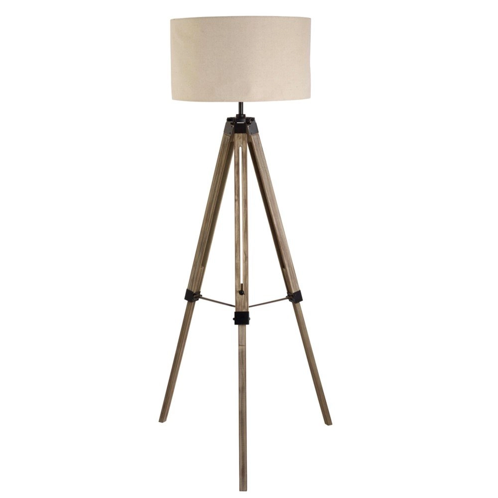 Landelijke vloerlamp Easel 145cm Tripod hout met taupe