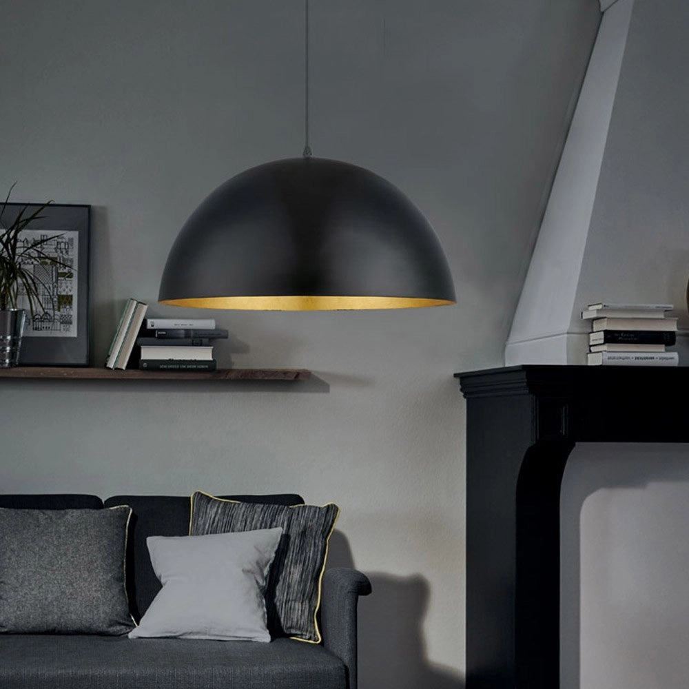 Hanglamp Gaetano 1 zwart - goud Eglo 9002759949365