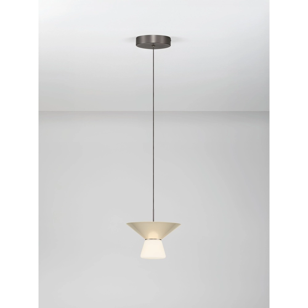 Design hanglamp Baris wit met grijs Ø 22cm Lyora 5212017495273