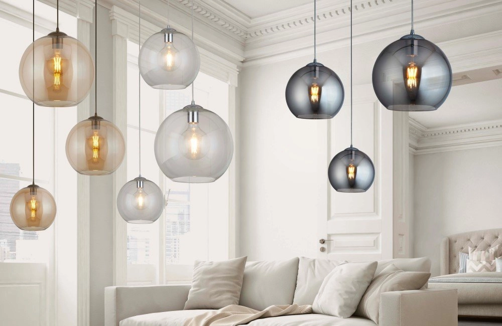 Amber glazen hanglamp Balls Ø 30cm Searchlight 5053423096667