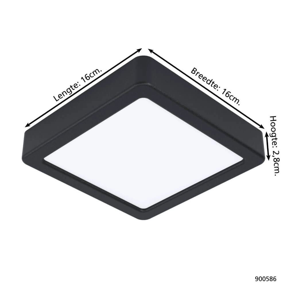 Zwarte plafonnière Fueva 5 16 bij 16cm Eglo 9008606244867