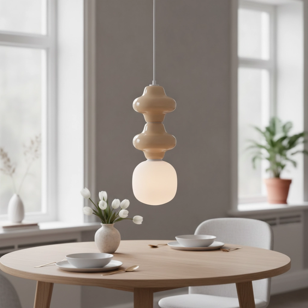 Hanglamp Clio M geel keramiek met wit glas