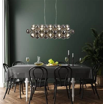 Hanglamp Glas Berry Globe 25-lichts zwart met smoke glas Searchlight 5053423188614