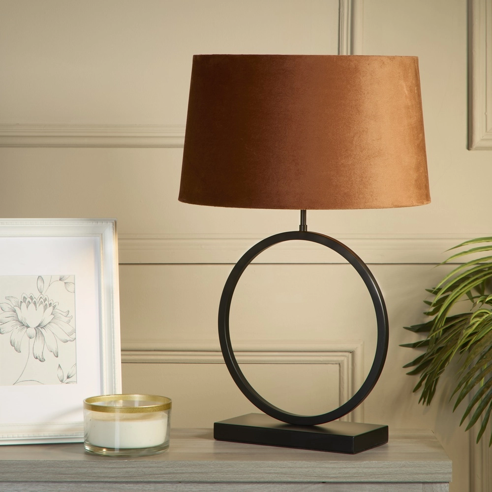 Tafellamp Elegant zwart met oranje kap Searchlight 5053423305493