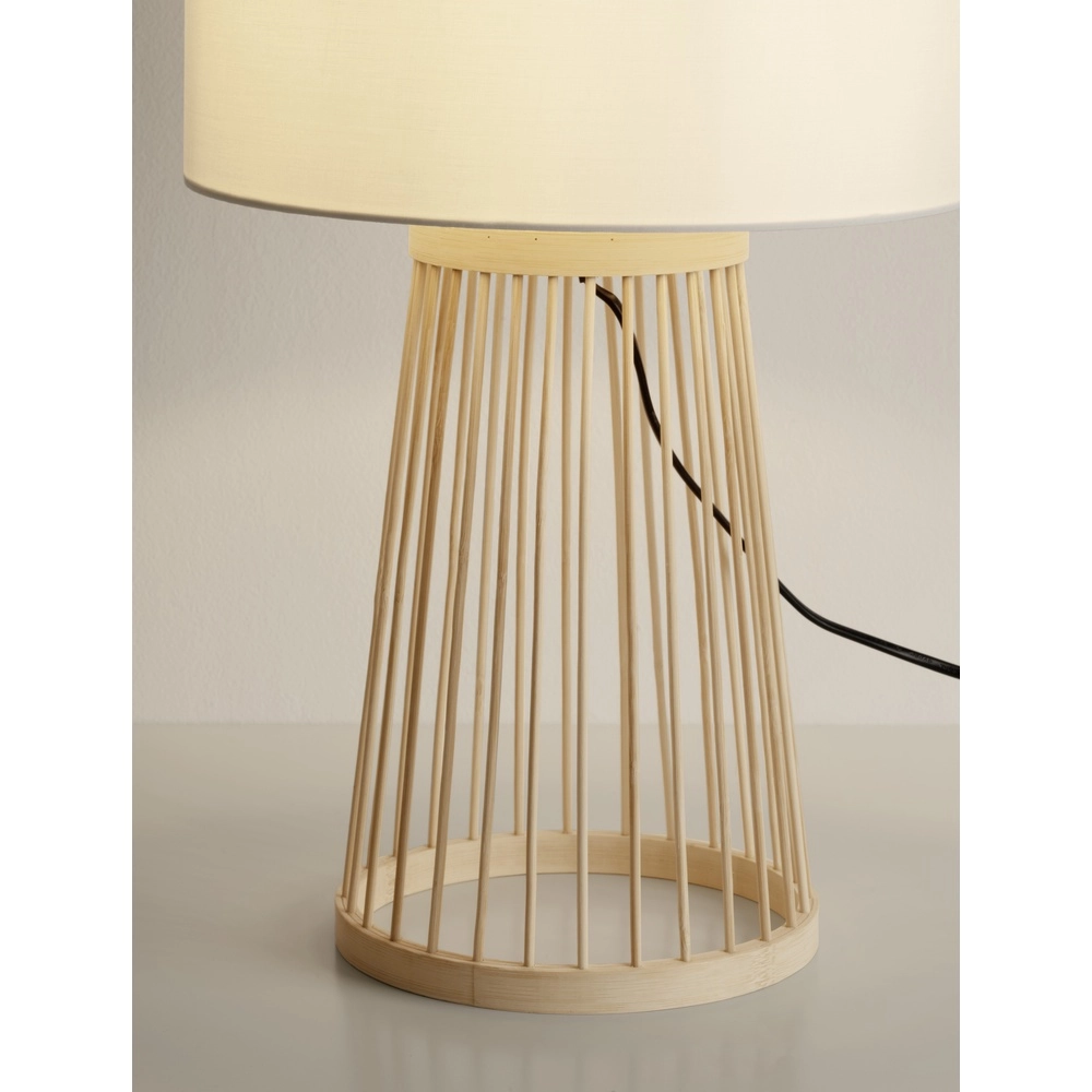 Schemerlamp Lois hout met witte kap Lyora 5212017465573