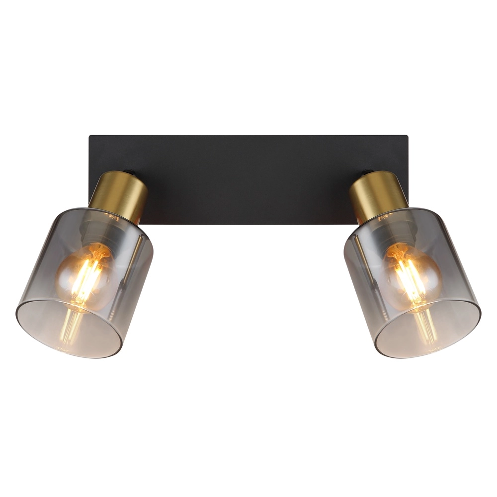 2-lichts plafondlamp Hollsy zwart met smoke glas Globo 9007371445851