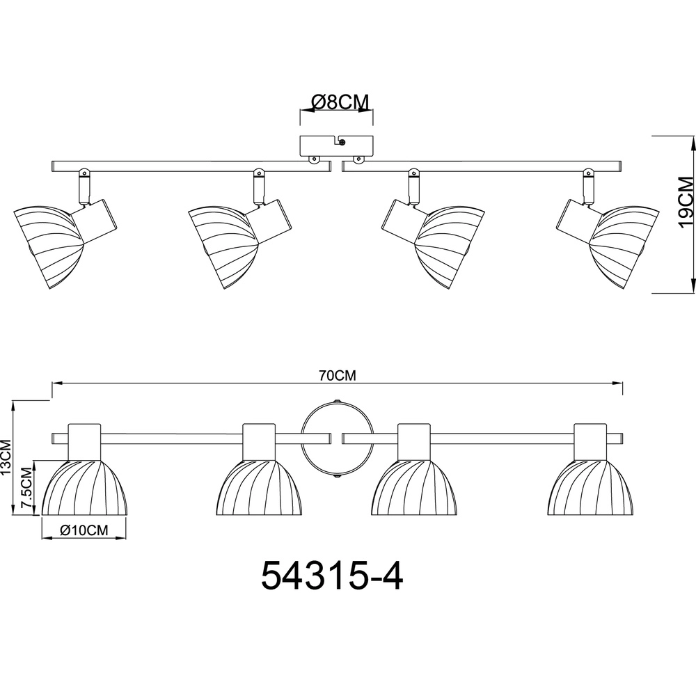 Plafondlamp 4-lichts Zachery nikkel Globo 9007371522491