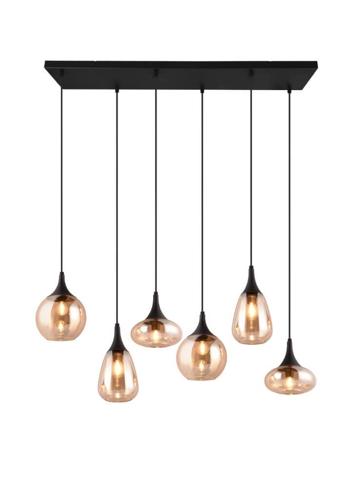 6-lichts hanglamp Lumina met amber glas Trio 4017807577730