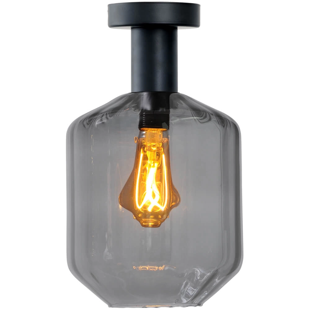 Plafondlamp - Ø 19cm - Porto met Jagger smoke glas