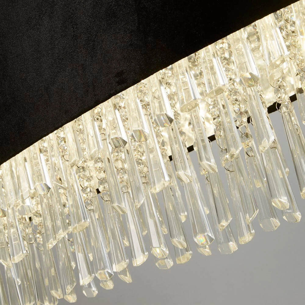 Grote kroonluchter Glamour zwart met chroom Searchlight 5053423244143