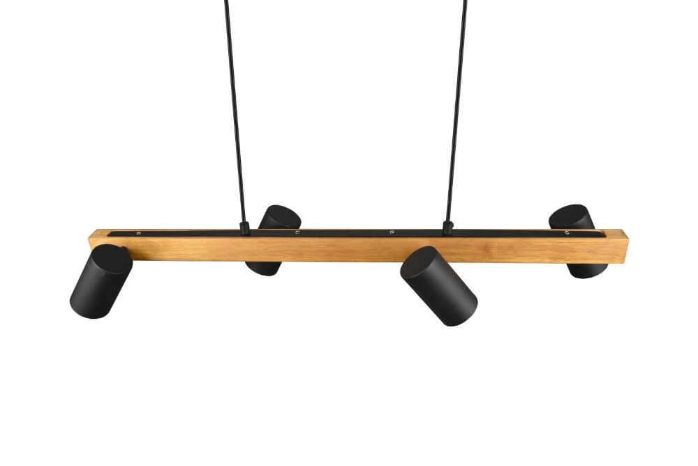 Richtbare hanglamp Marley Zwart met hout Trio 4017807523720