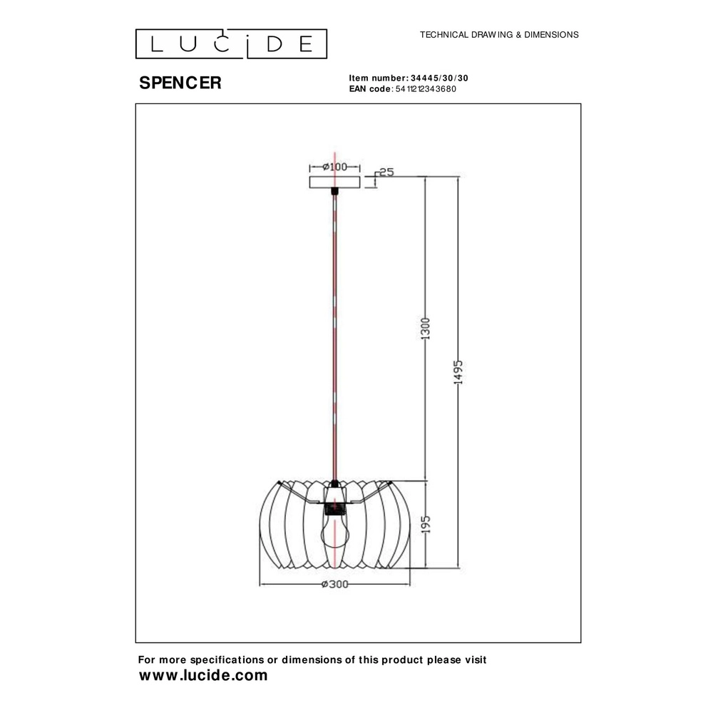 Hanglamp Spencer zwart Lucide 5411212343680