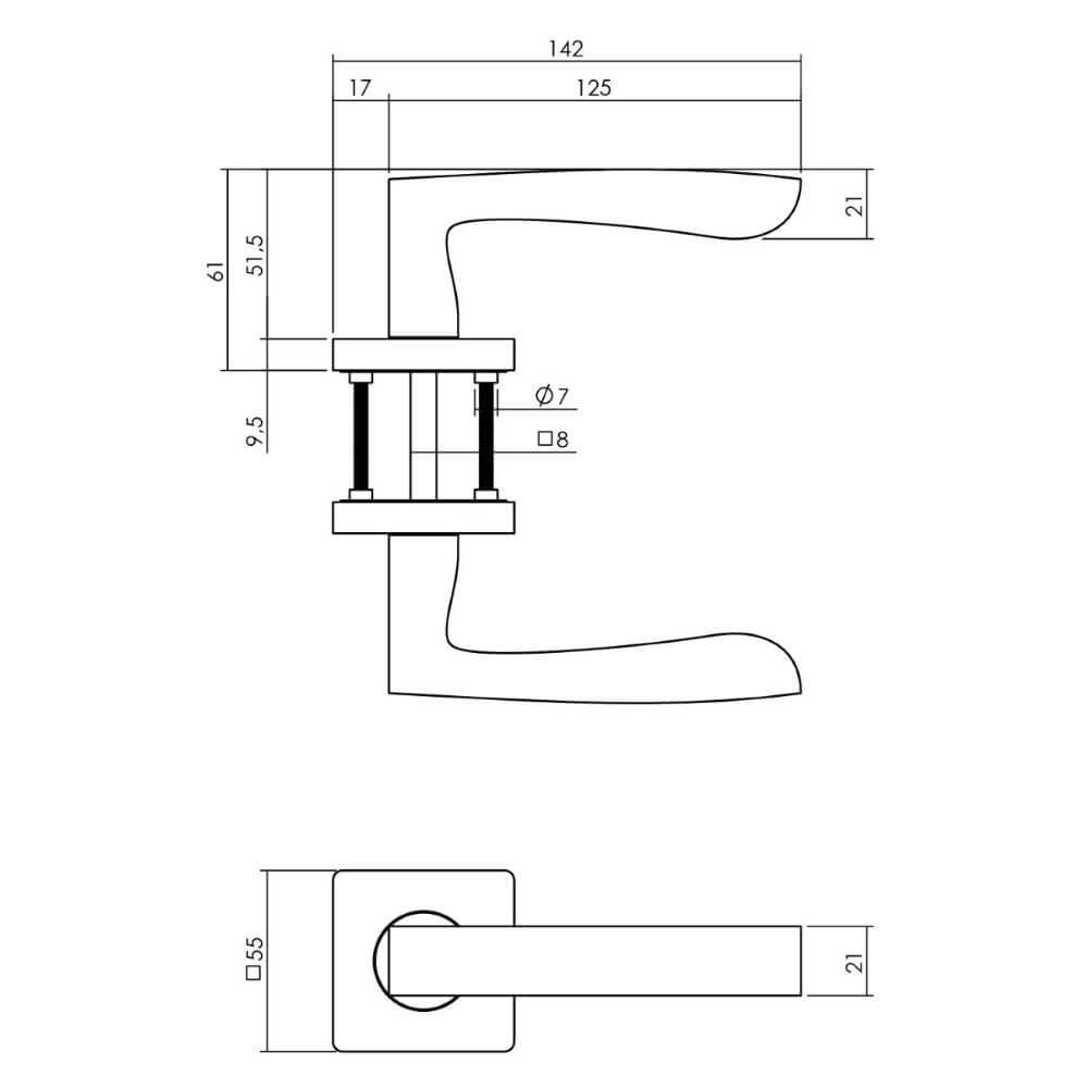 Deurklink Minos vierkant antraciet Intersteel 8714186539392
