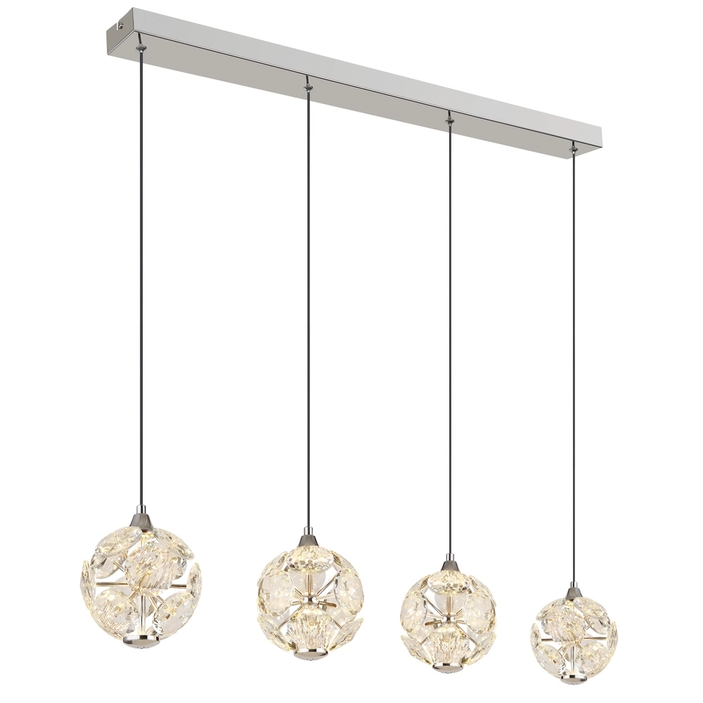 4-lichts hanglamp Virina chroom