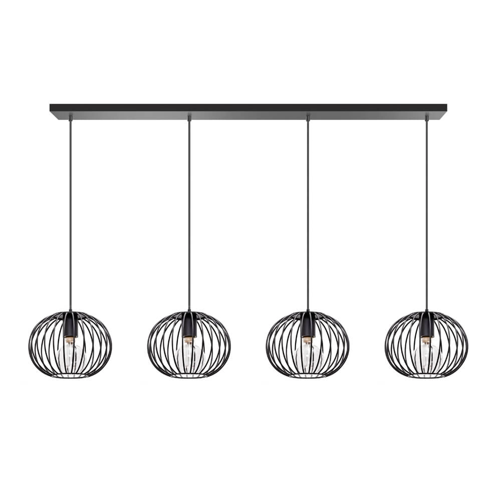 Draad hanglamp Wire 2 4-lichts zwart