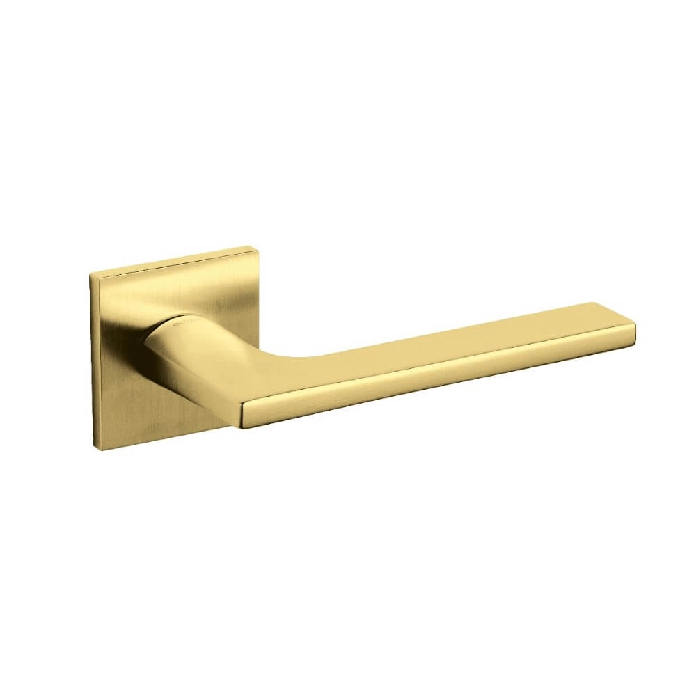 Design deurklink Lotus Q op rozet messing mat