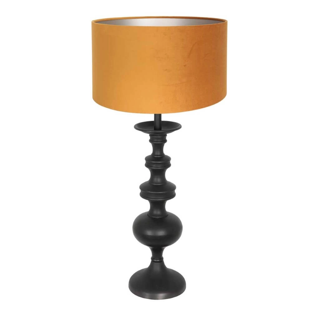 Klassieke schemerlamp Lyons C met gouden velours kap