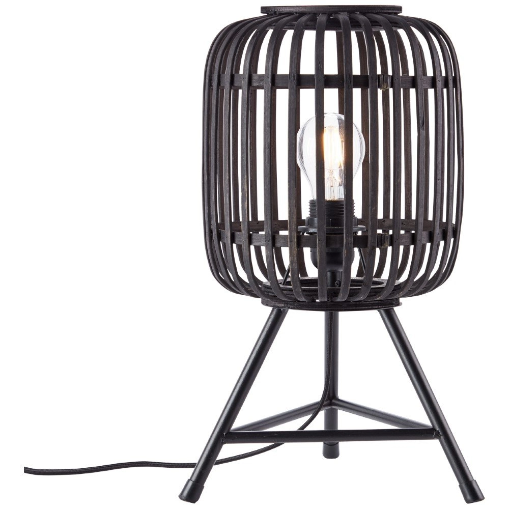 Tafellamp Woodrow Tripod zwart hout Brilliant 4004353377105