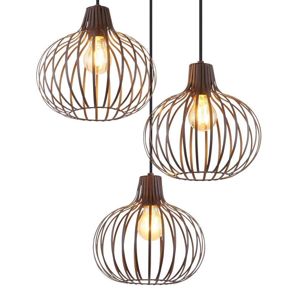 Design hanglamp Mateo 3-lichts roest briun Globo 9007371569144
