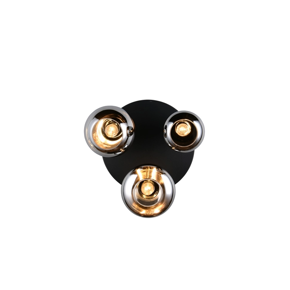 3-lichts plafondlamp Lumina zwart met smoke glas Trio 4017807663167
