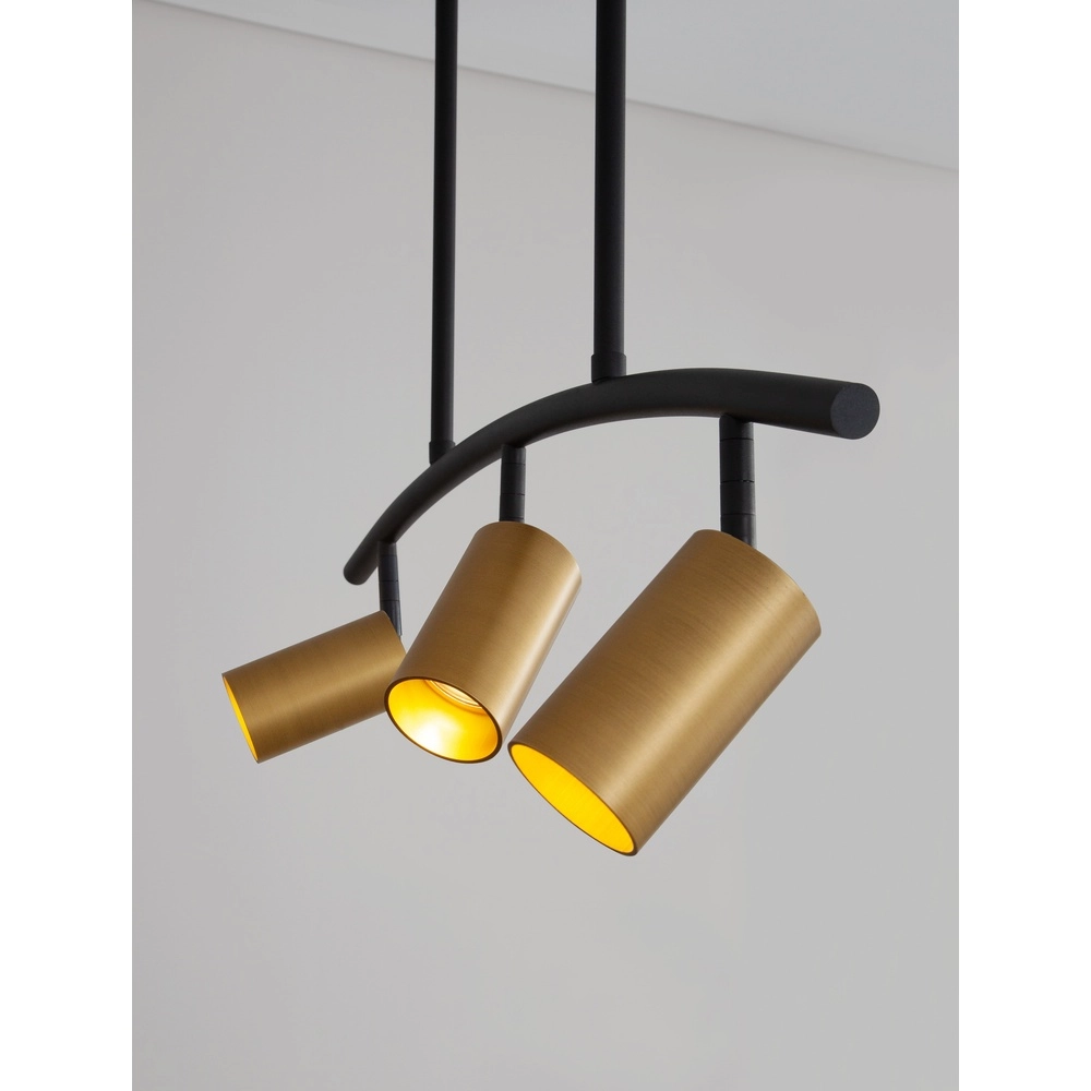 Hanglamp Pogno 3-lichts zwart met goud rond Lyora 5212017431295