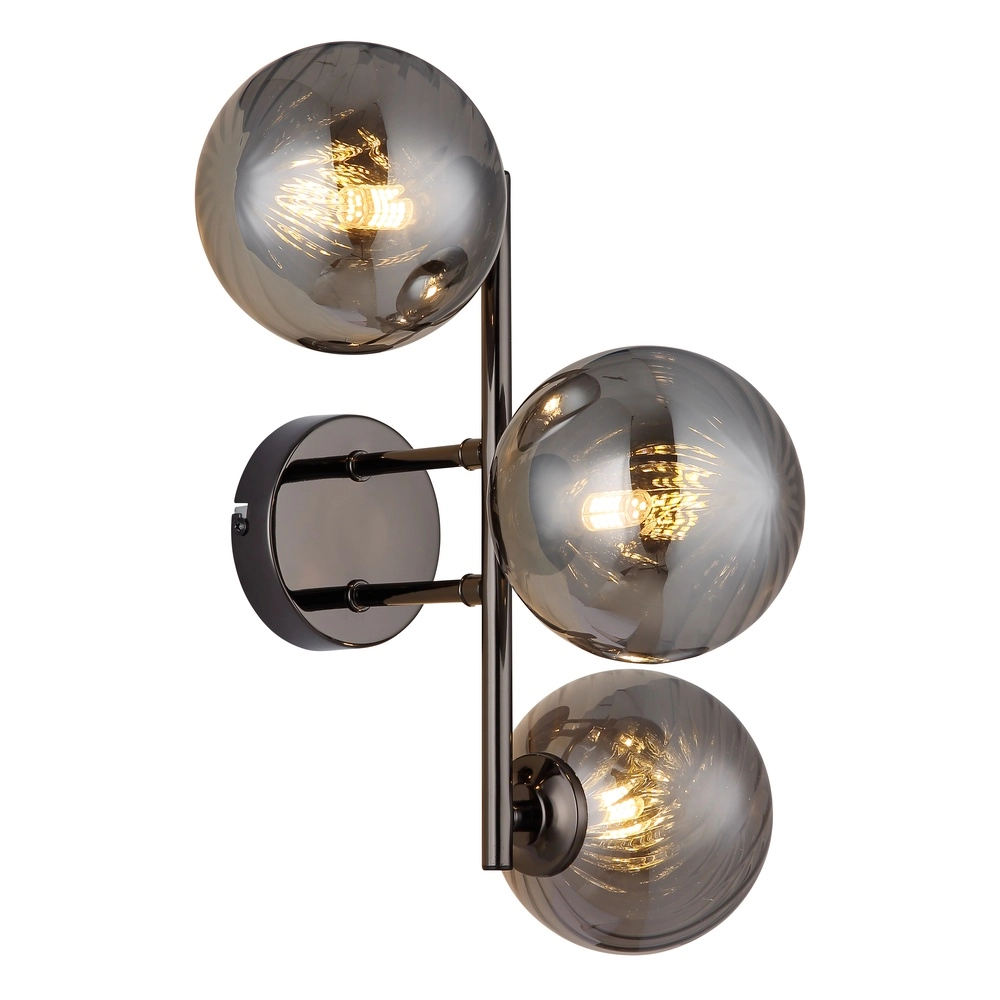 Zwarte wandlamp Conor met smoke glas