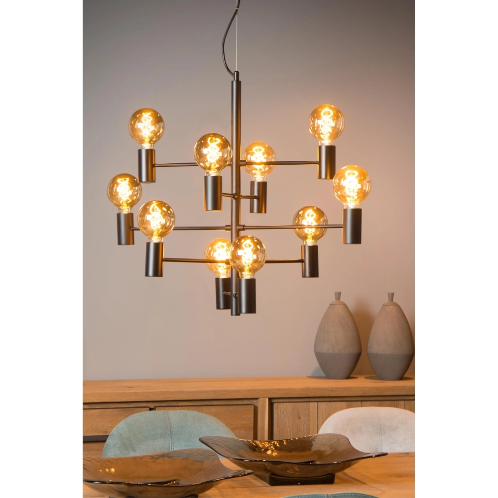 Hanglamp Leanne 10-lichts zwart Lucide 5411212211101