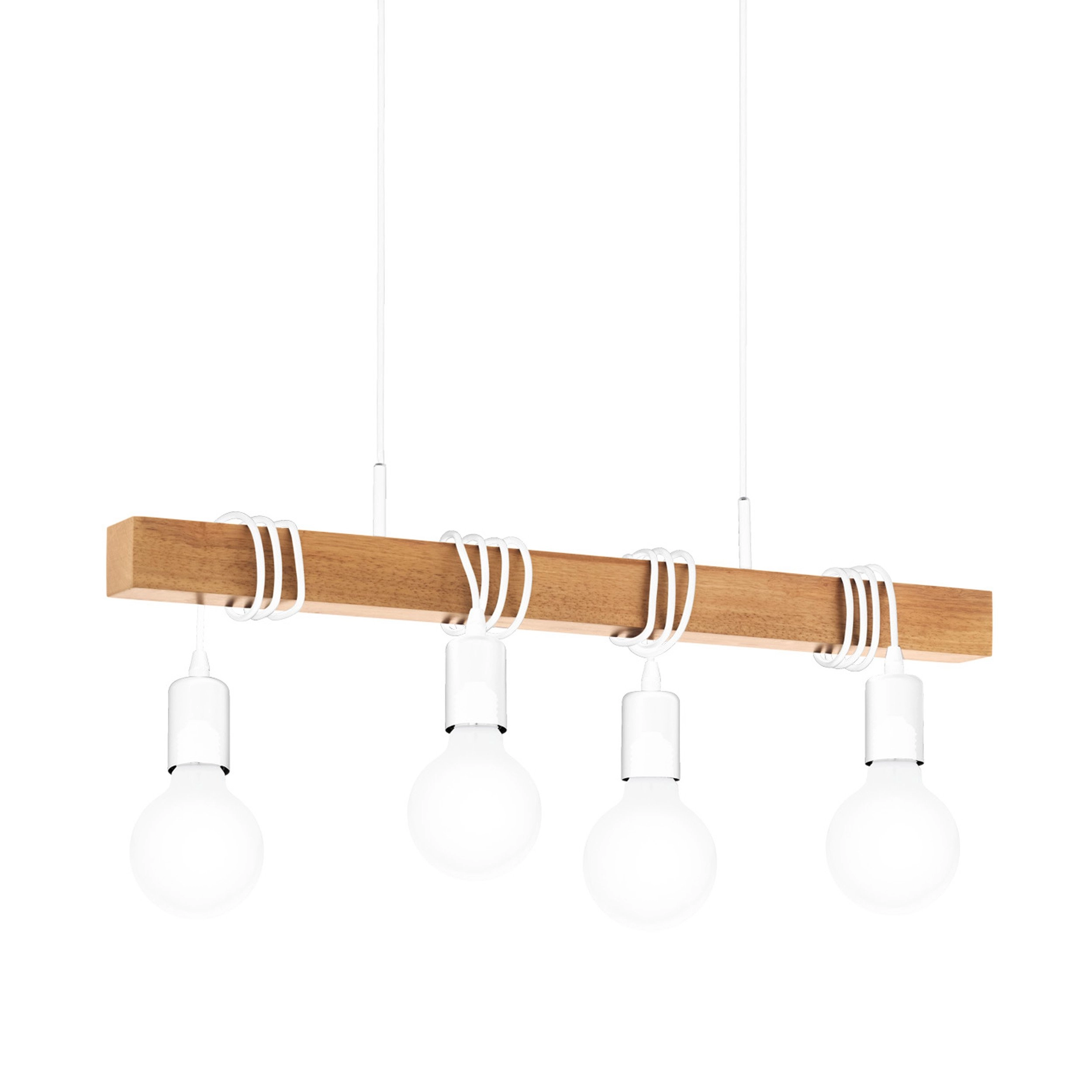Houten hanglamp Townshend 4-lichts hout met wit Eglo 9002759437046