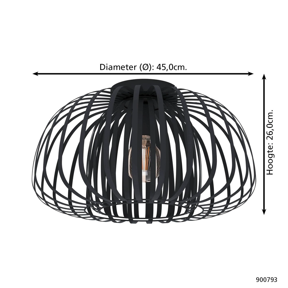 Zwarte plafondlamp Encinitos 1 Ø 45cm - 1x E27 Eglo 9008606254224