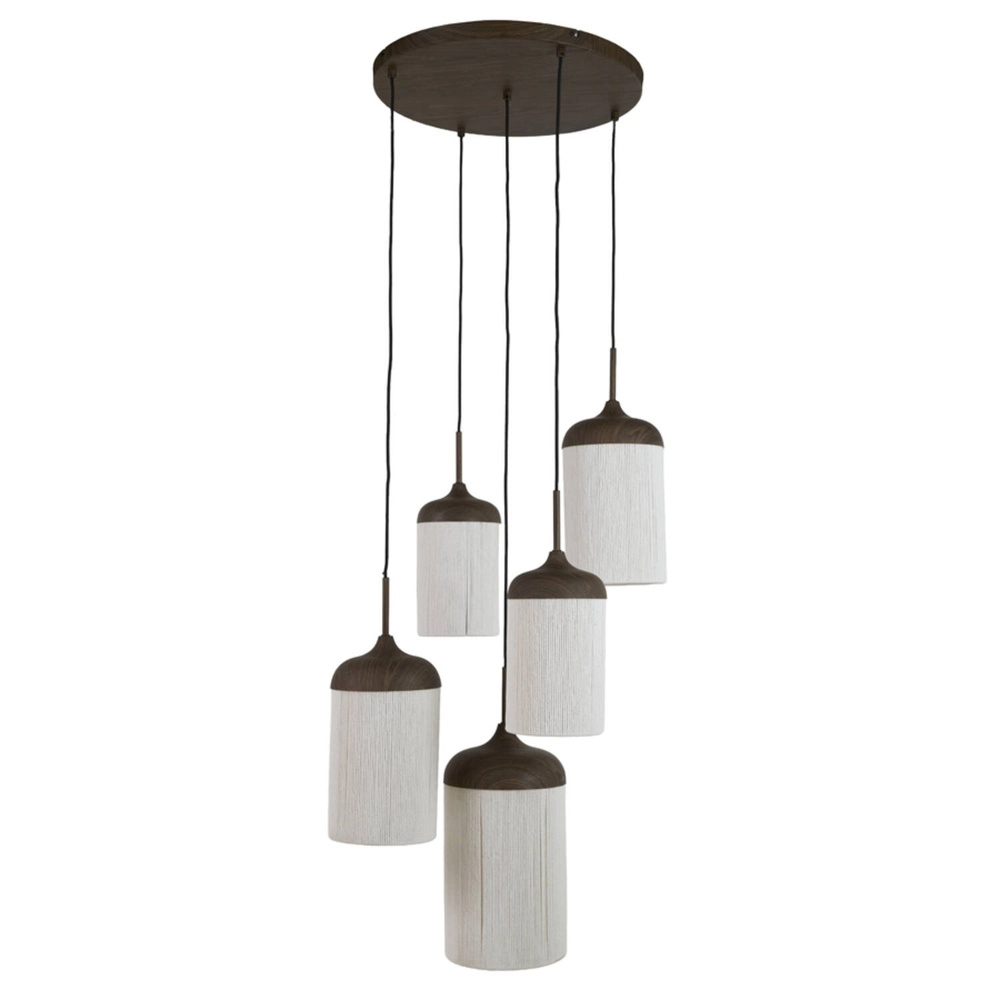 5-lichts hanglamp Dania zwart hout