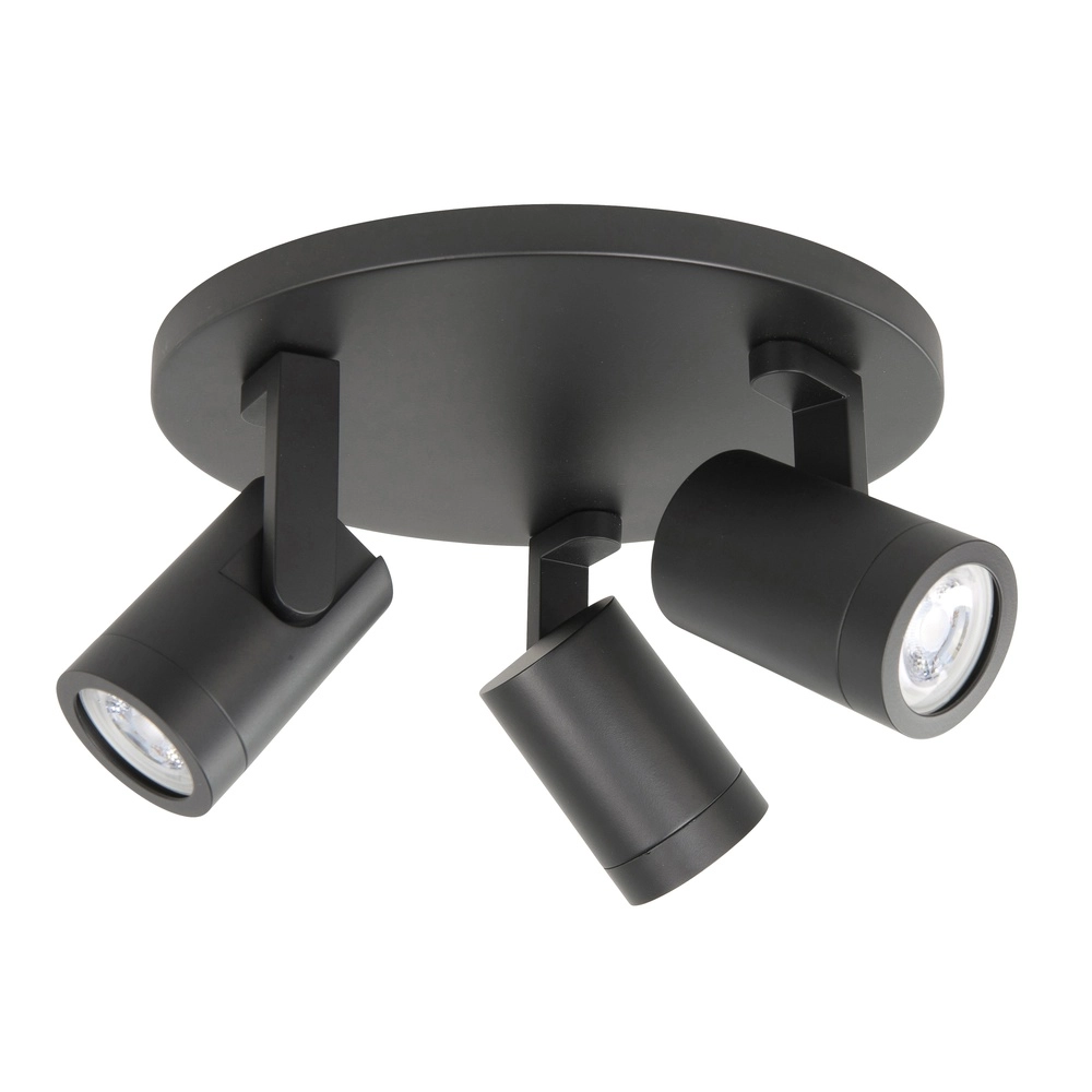 Opbouwspot Halo Spot zwart 3-lichts rond