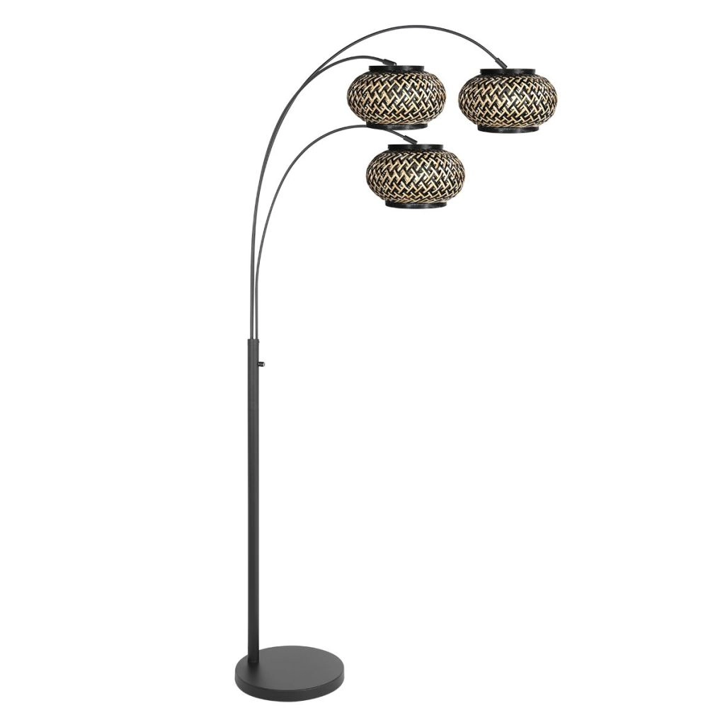 Vloerlamp Nox Light met bamboe kappen
