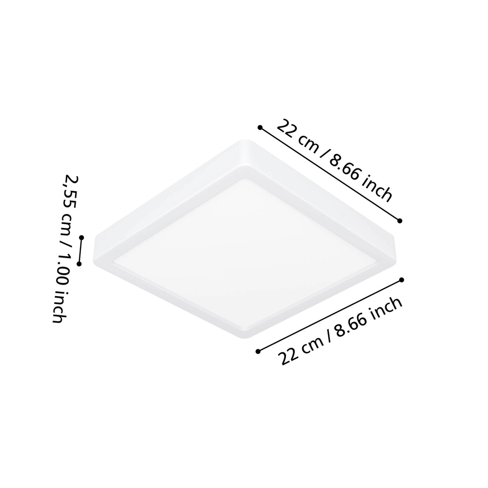 Plafonnière IP44 Fueva 6-Z vierkant - wit - 22x22cm Eglo 9008606330577