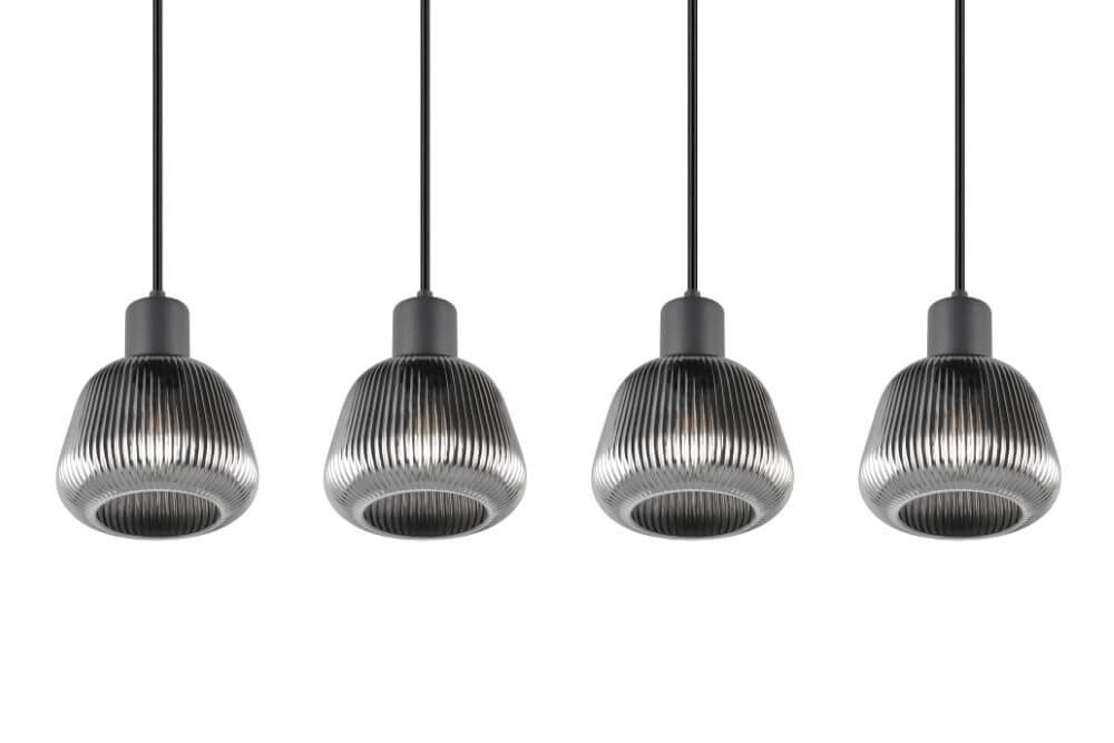 Eettafel hanglamp Tarifa met geribbeld glas Trio 4017807615814