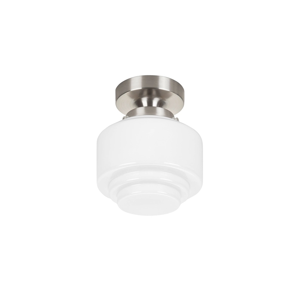 Nikkel plafondlamp Cambridge wit glas Ø 15cm