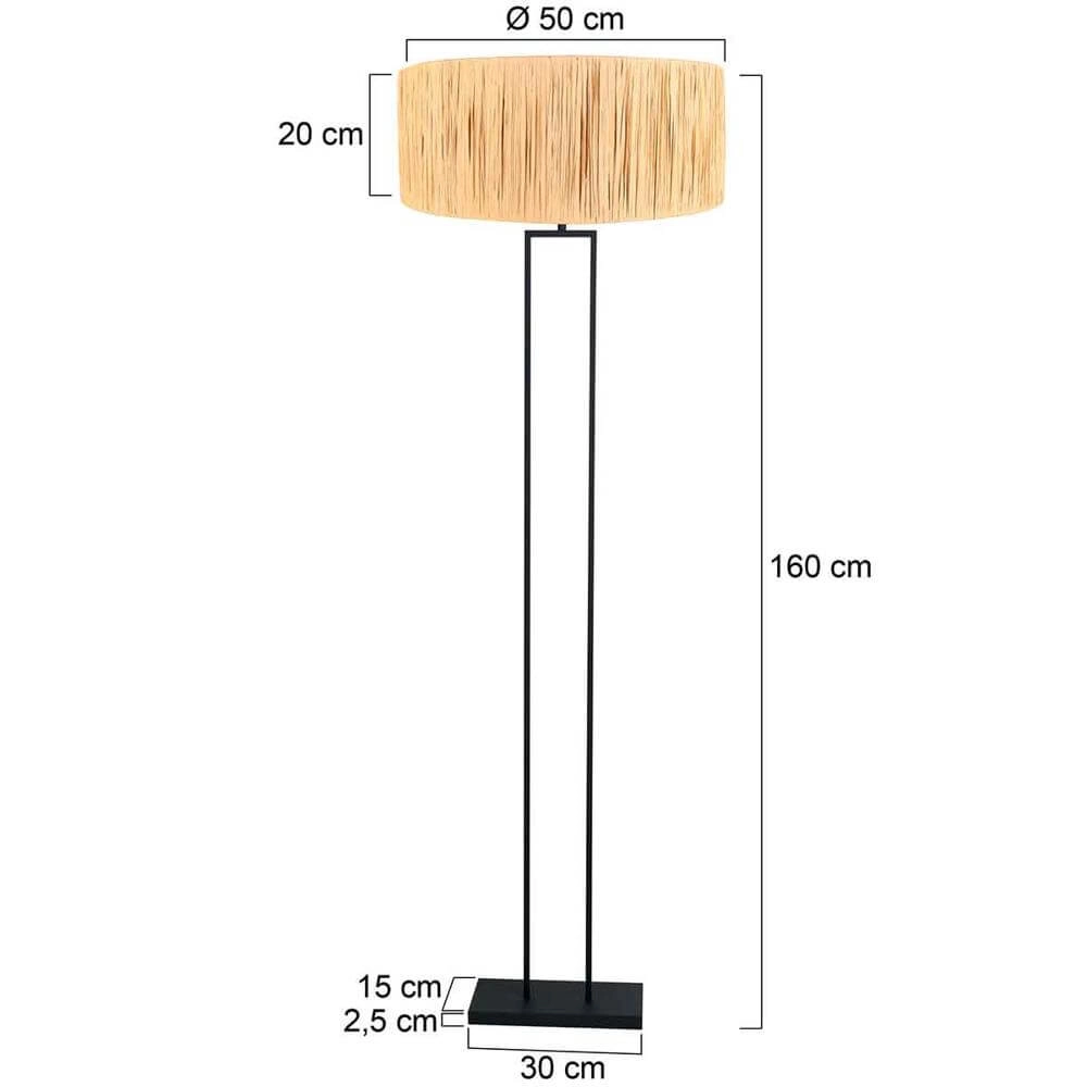 Vloerlamp 160cm Stang zwart met strokleurige kap Steinhauer 8712746173833