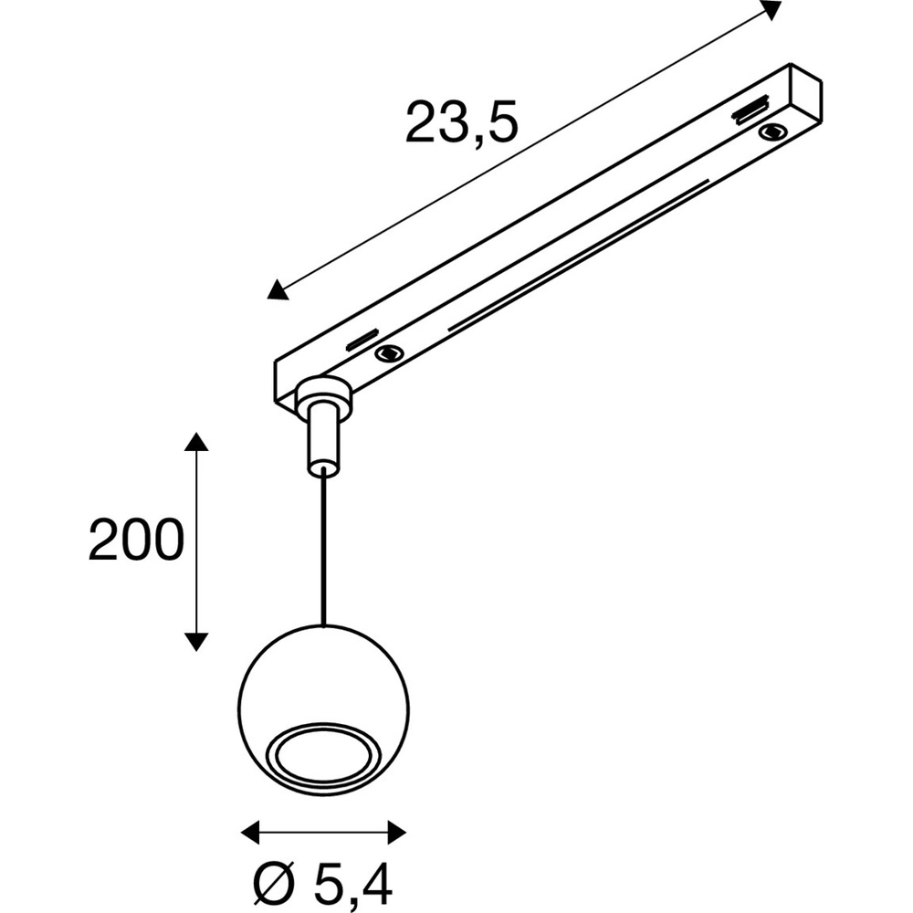 Hanglamp voor rail Dysko 1-fase wit met zwart SLV 4024163316996