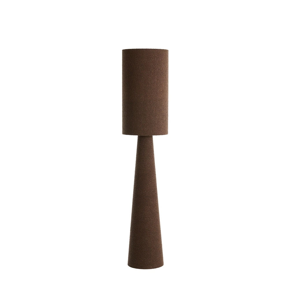 Staande schemerlamp Micky Ø 38cm - bouclé - bruin
