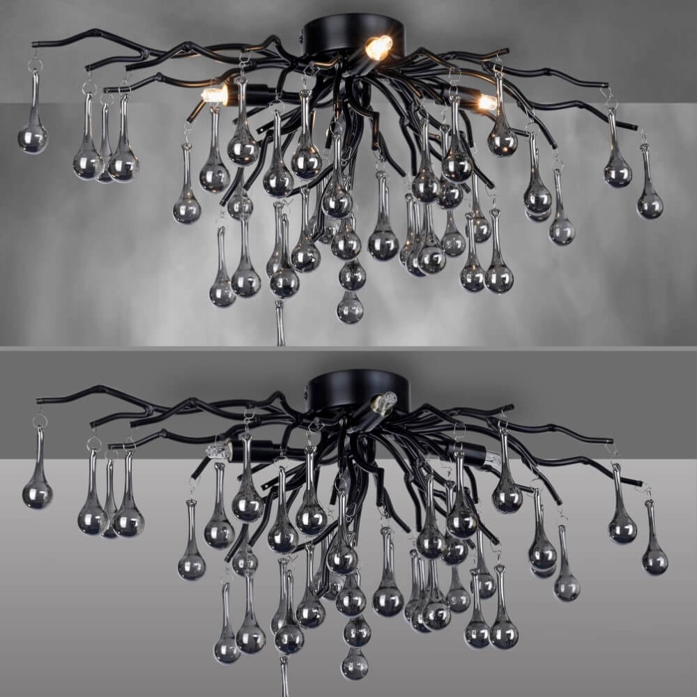Kroonluchter Icicle zwart 60cm Paul Neuhaus 4012248377574