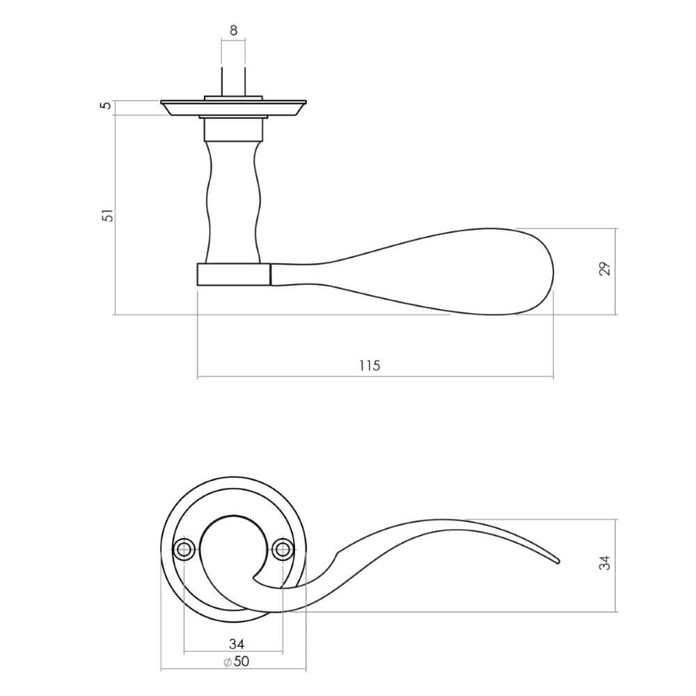 Klassieke deurklink Lepel schroefgat zwart Intersteel 8714186486016