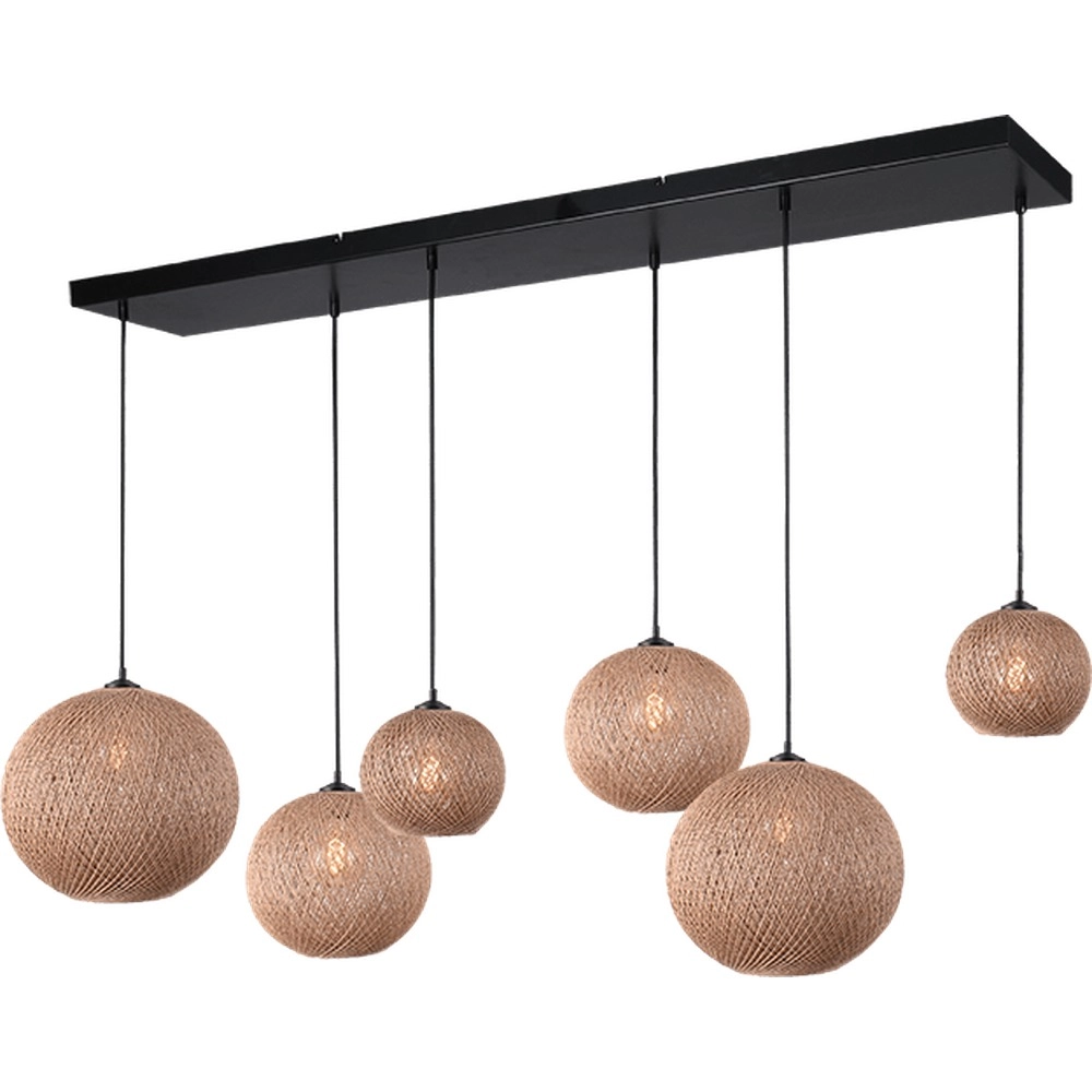 6-lichts hanglamp Corda rotan vario